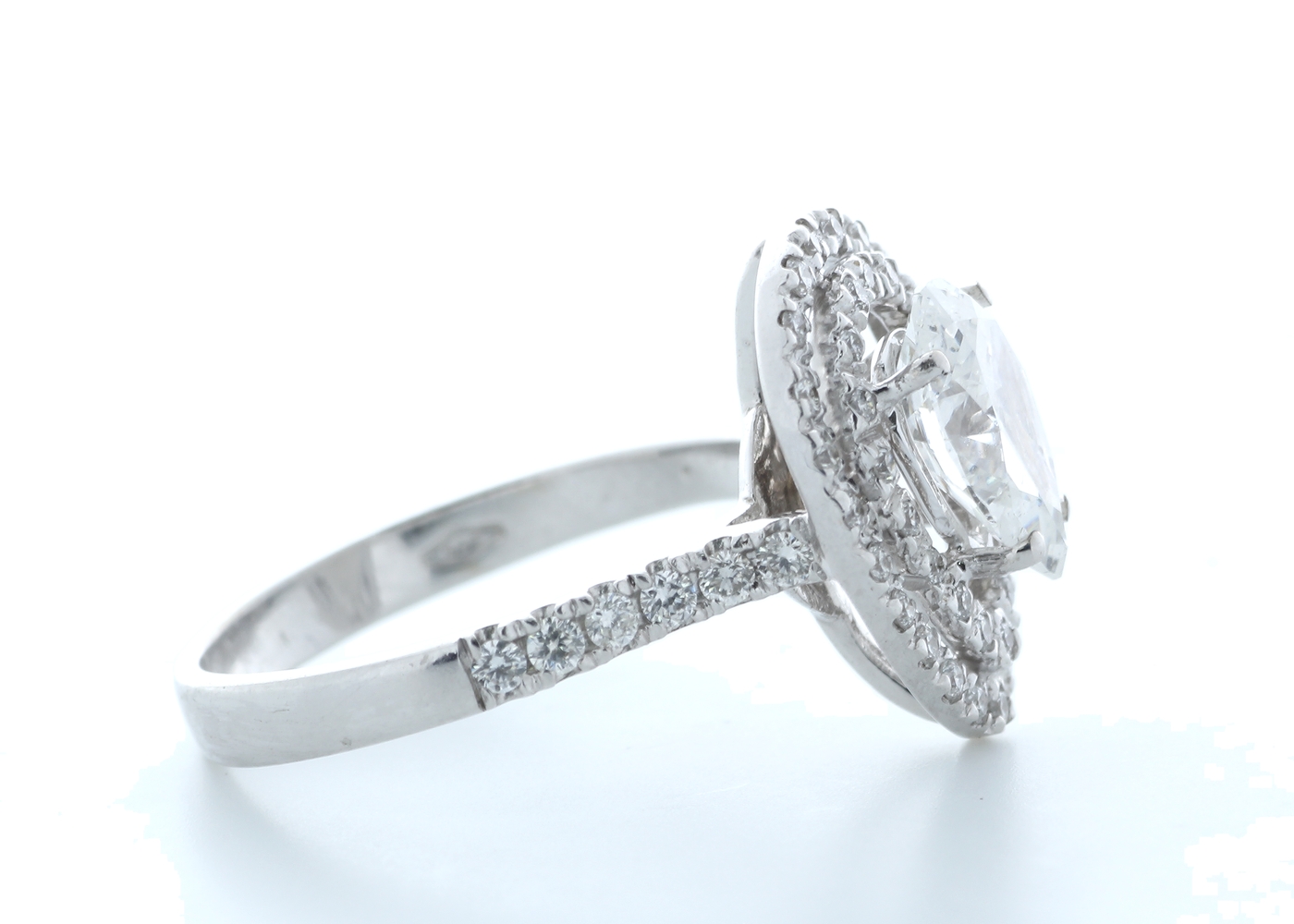 18ct White Gold Single Stone With Halo Setting Ring 1.71 (1.27) Carats - Image 4 of 5