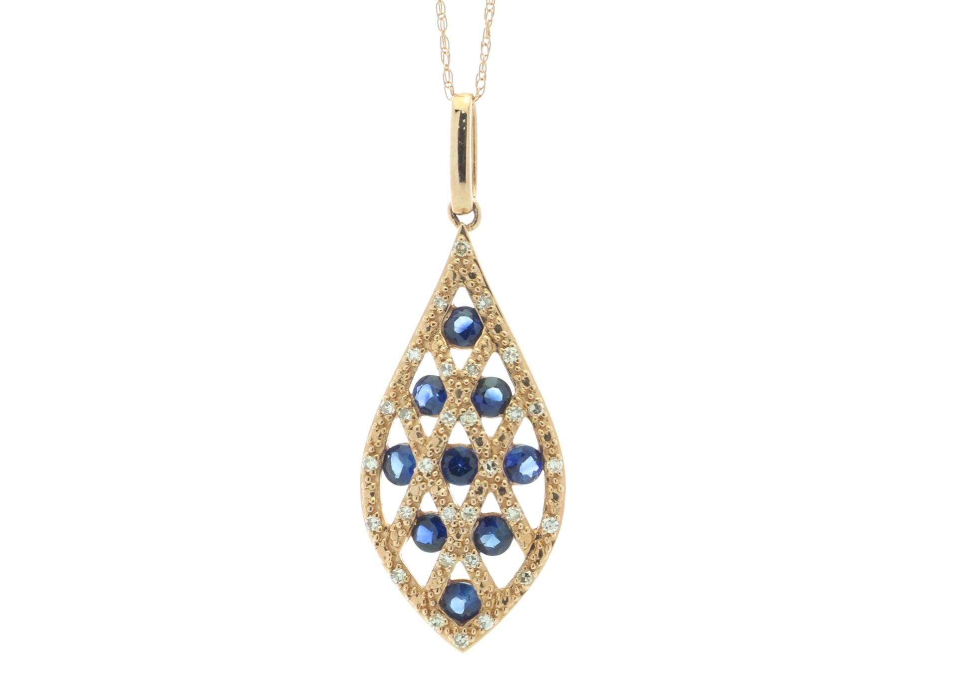 14ct Rose Gold Diamond And Sapphire Necklace (S0.90) 0.10 Carats