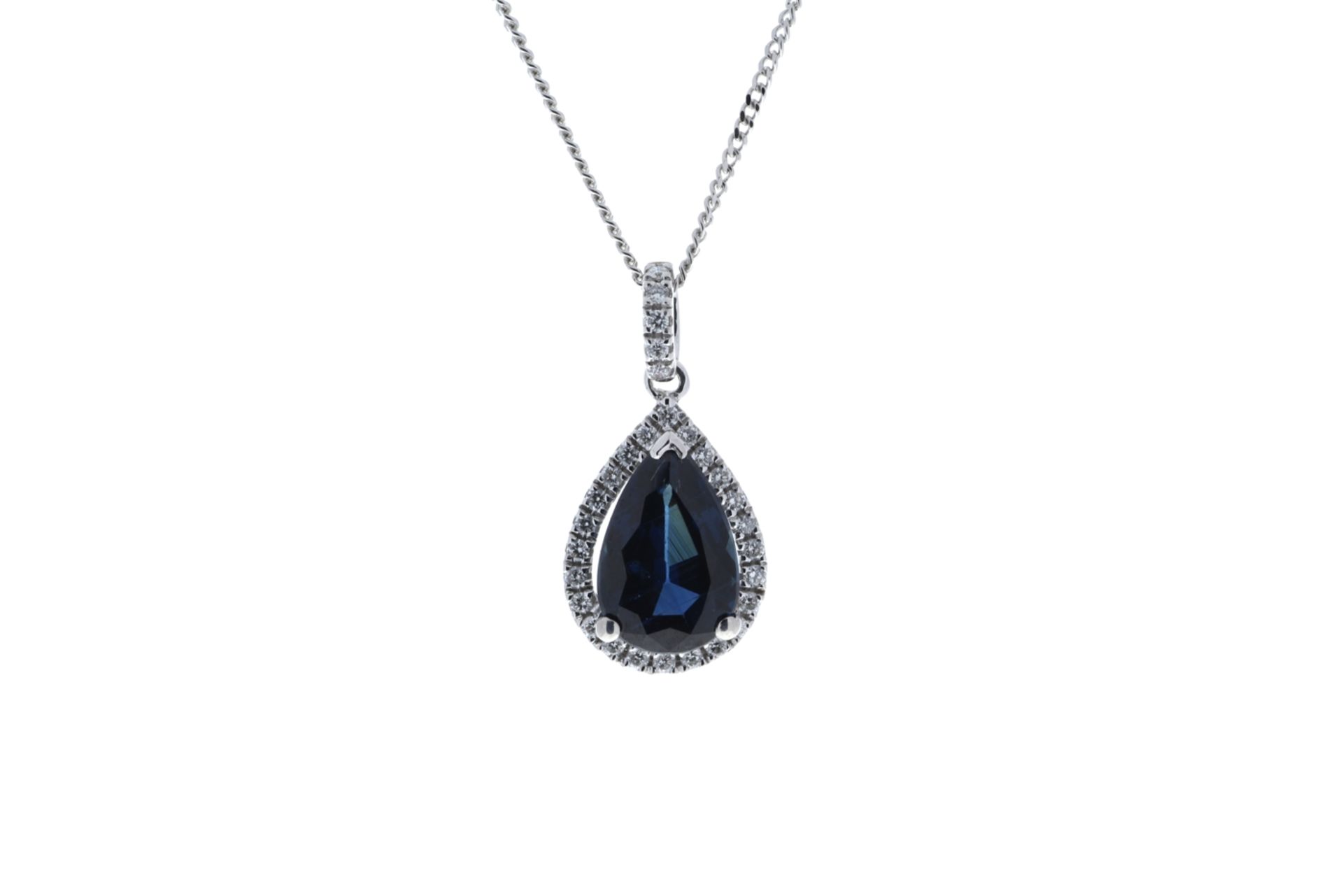 18ct White Gold Diamond And Sapphire Pendant 2.35 Carats