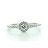 18ct White Gold Halo Set Diamond Ring 0.30 Carats