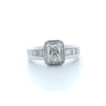 18ct White Gold Flawless Radiant Diamond With Halo Setting Ring 2.17 (0.95) Carats