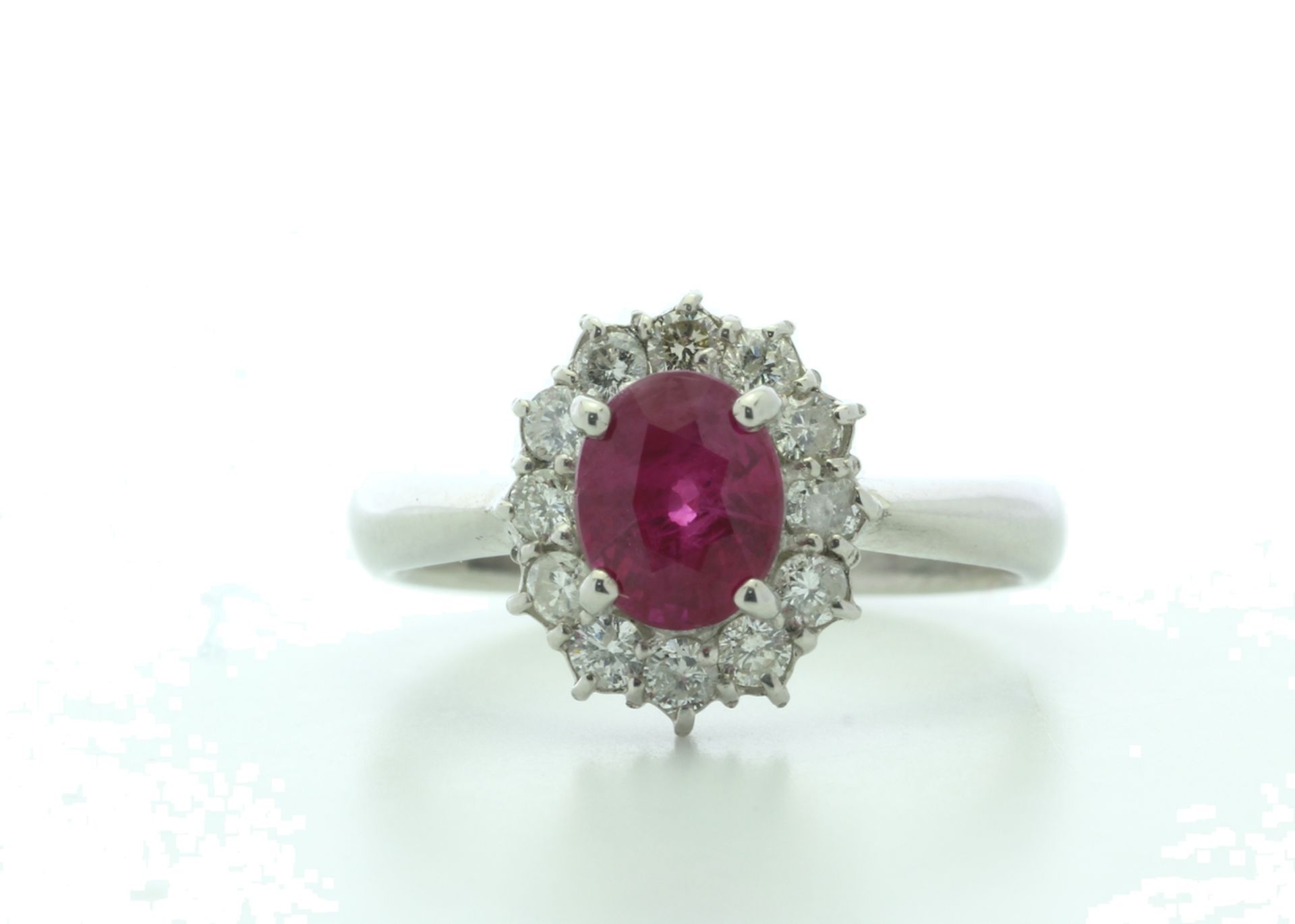 Platinum Diamond And Ruby Ring (R1.10) 0.35 Carats