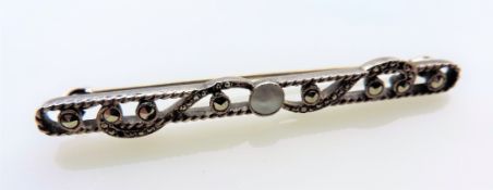 Vintage Sterling Silver Marcasite Brooch