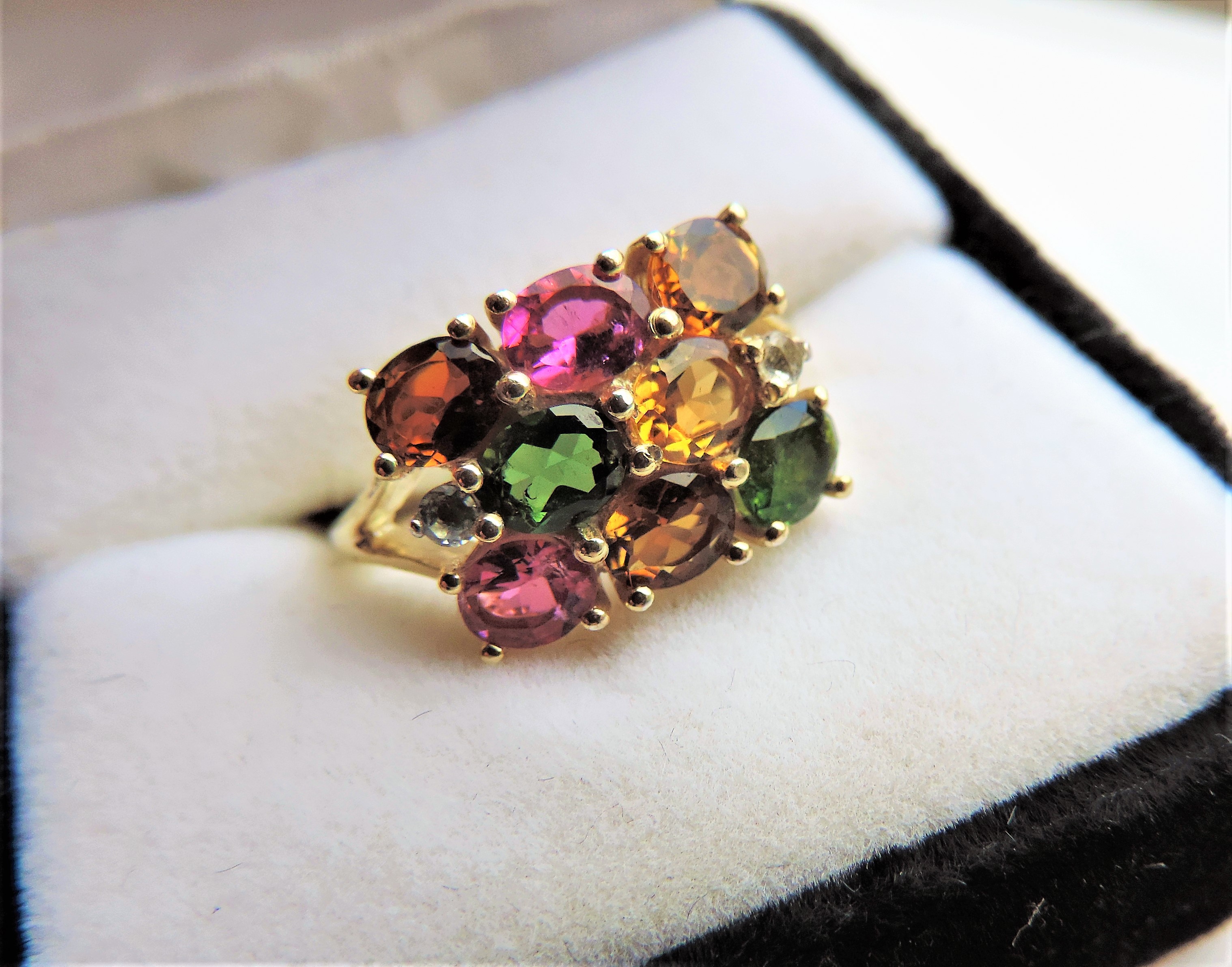 Sterling Silver Citrine, Topaz, Tourmaline & Peridot Multi Gemstone Ring - Image 3 of 3