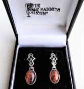 Rennie Macintosh Silver Baltic Amber Drop Earrings