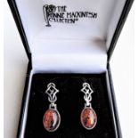 Rennie Macintosh Silver Baltic Amber Drop Earrings