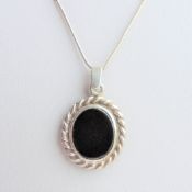 Sterling Silver Black Onyx Pendant Necklace