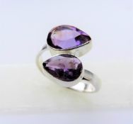 5.25 carat Amethyst Ring in Sterling Silver Ring