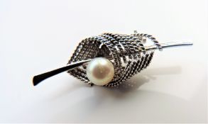 Sterling Silver & Cultured Pearl Brooch