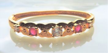 Gold Plated Ruby & Topaz Bangle