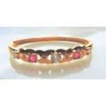 Gold Plated Ruby & Topaz Bangle