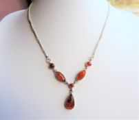 Sterling Silver Baltic Amber Necklace