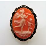 Antique Sterling Silver Cameo Brooch