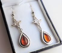 Sterling Silver Amber Earrings