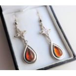 Sterling Silver Amber Earrings