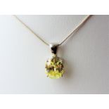 Sterling Silver 4.5 carat Citrine Pendant Necklace