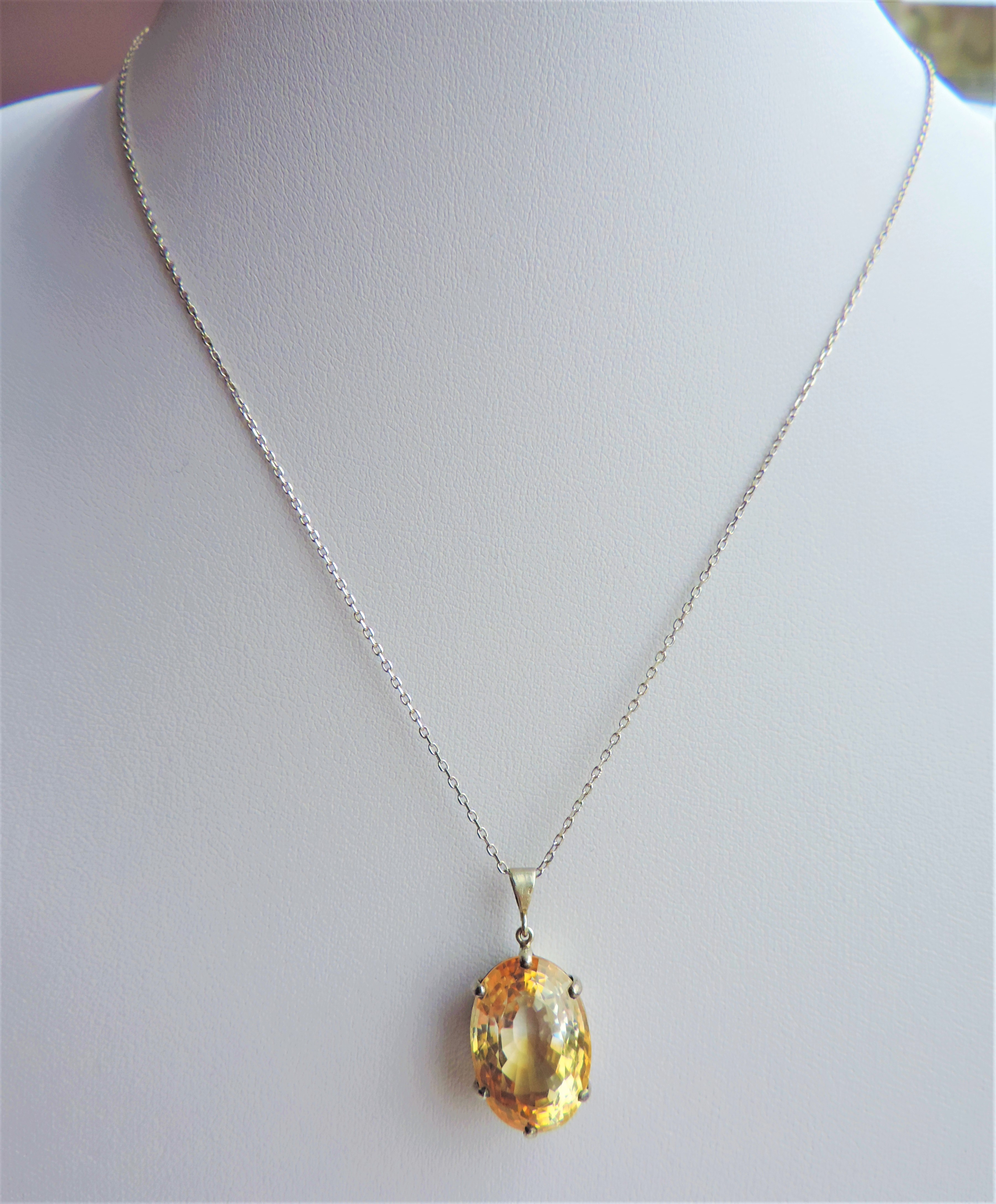 Sterling Silver 14.2 carat Bi-colour Citrine Pendant Necklace