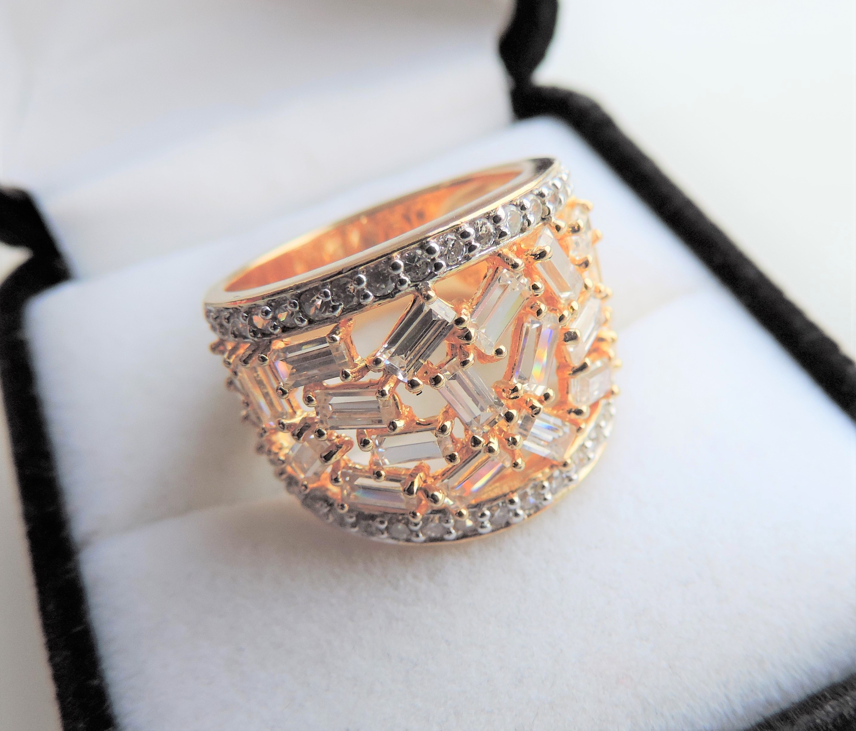 Gold on Sterling Silver Baguette Gemstone Ring - Image 4 of 6