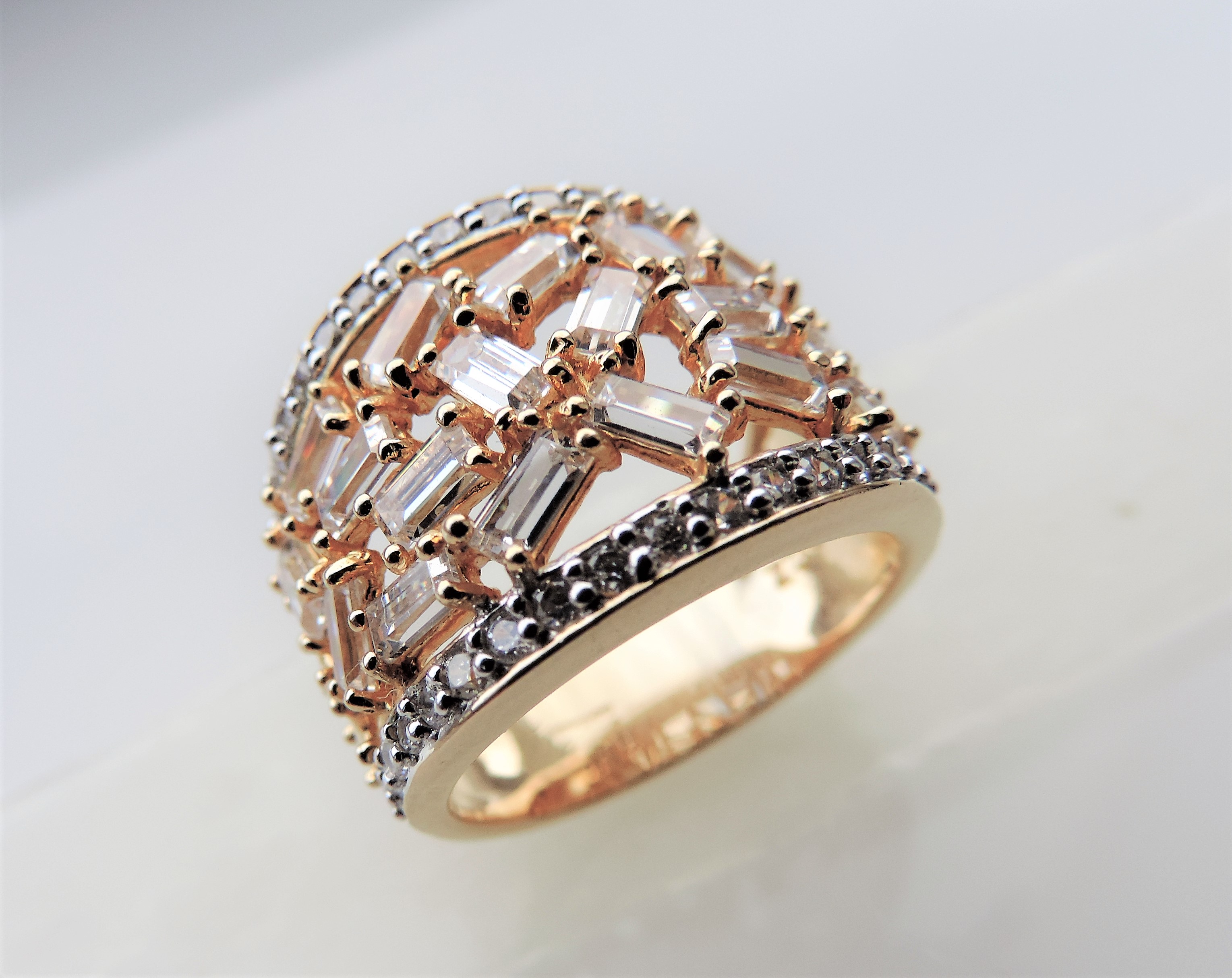 Gold on Sterling Silver Baguette Gemstone Ring