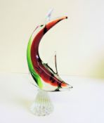 Vintage Murano Glass Shark Sculpture 28cm Tall