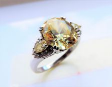 4.5 carat Lemon Citrine Ring in Sterling Silver