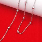 925 Sterling Silver Ball Bead Box Chain Necklace