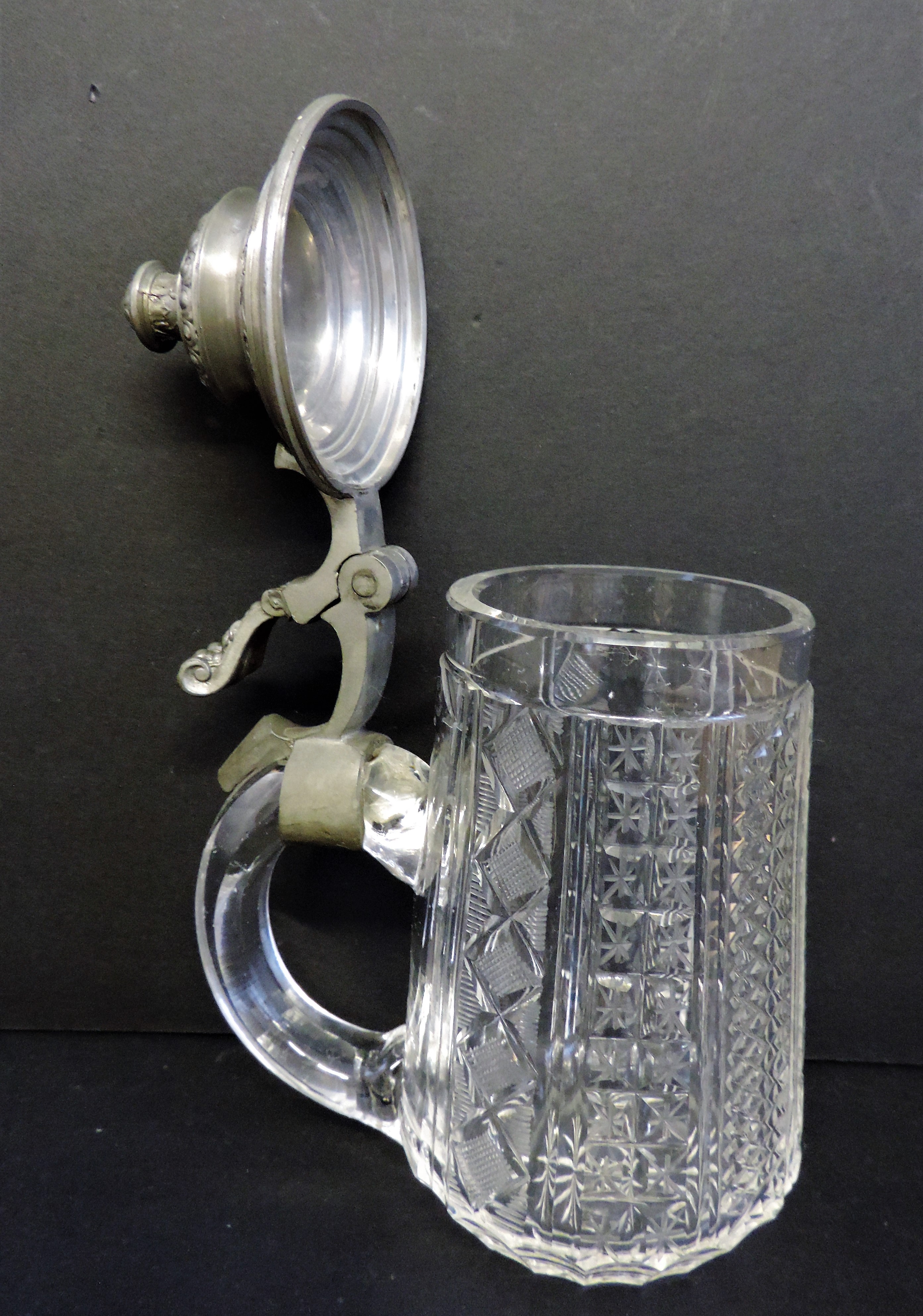 Antique German Cut Glass Tankard - Image 4 of 10