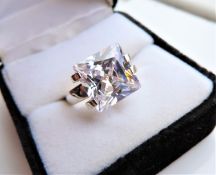 10.35 Carat Sterling Silver Princess Cut Cubic Zirconia Ring