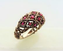 Rope Filigree Dome Shaped Ruby Ring