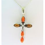 Sterling Silver Baltic Amber Pendant Necklace