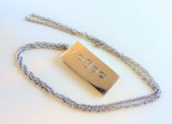 Vintage Sterling Silver Ingot Pendant & Chain