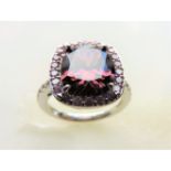 Sterling Silver Pink Gemstone Cocktail Ring