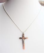 Vintage Sterling Silver Crucifix Pendant Necklace