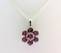 1.75 Carat Pink Tourmaline Floral Cluster Necklace