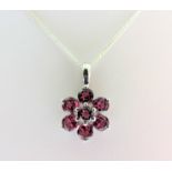 1.75 Carat Pink Tourmaline Floral Cluster Necklace