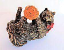 1986 Franklin Mint Bronze Cat Figurine "Curio Cabinet Cats"