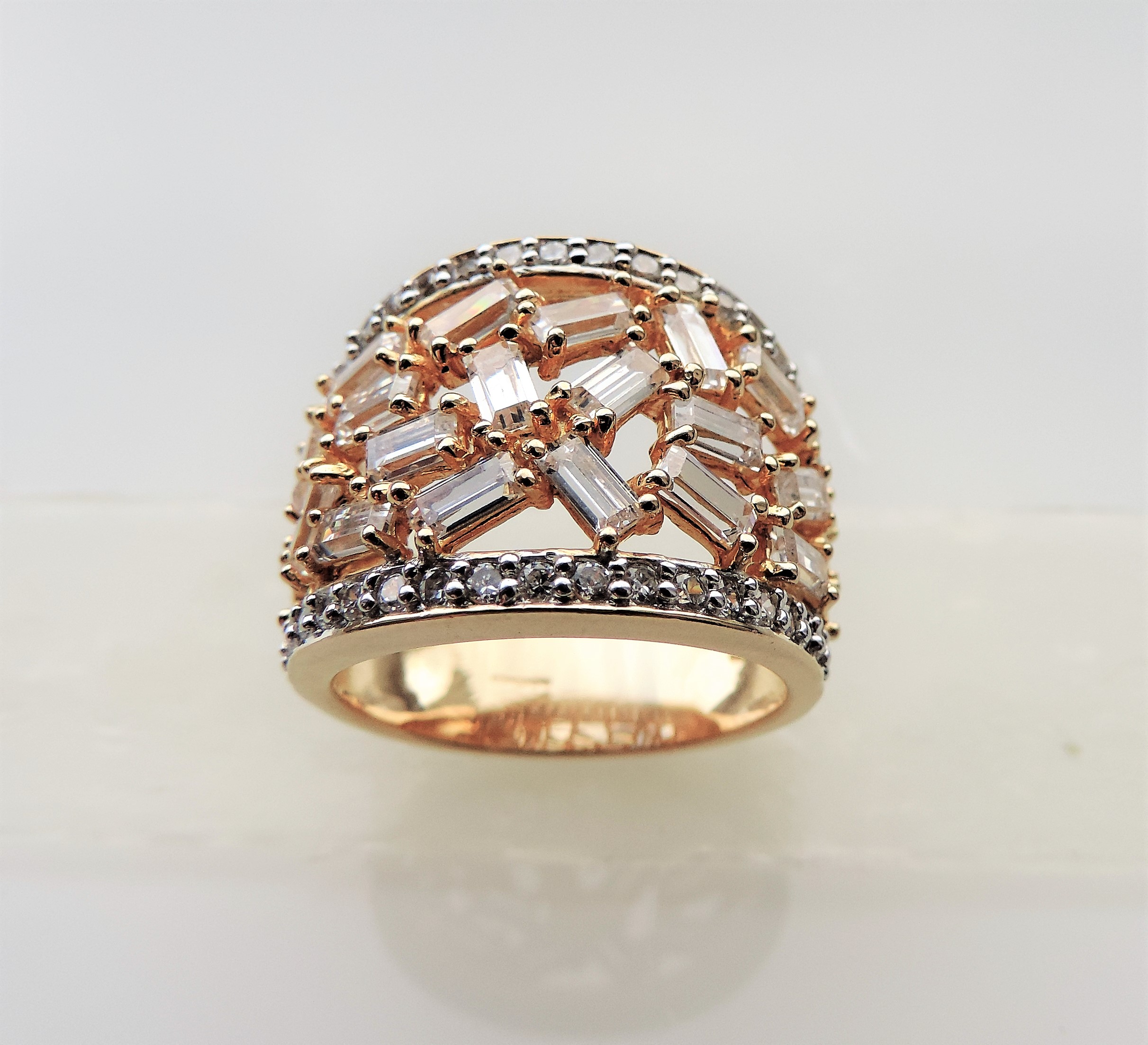 Gold on Sterling Silver Baguette Gemstone Ring - Image 2 of 6