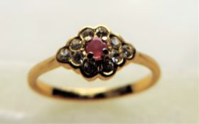 Gold Plated Ruby Cluster Ring