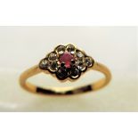 Gold Plated Ruby Cluster Ring
