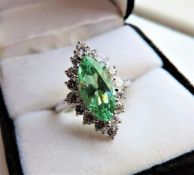 Sterling Silver 3.4 ct Green Topaz Cocktail Ring