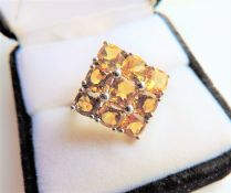 3.6 carat Yellow Sapphire Cluster Ring in Sterling Silver