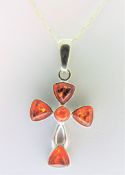 Sterling Silver Baltic Amber Pendant Necklace