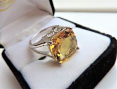 16.5 carat Citrine Ring in Sterling Silver