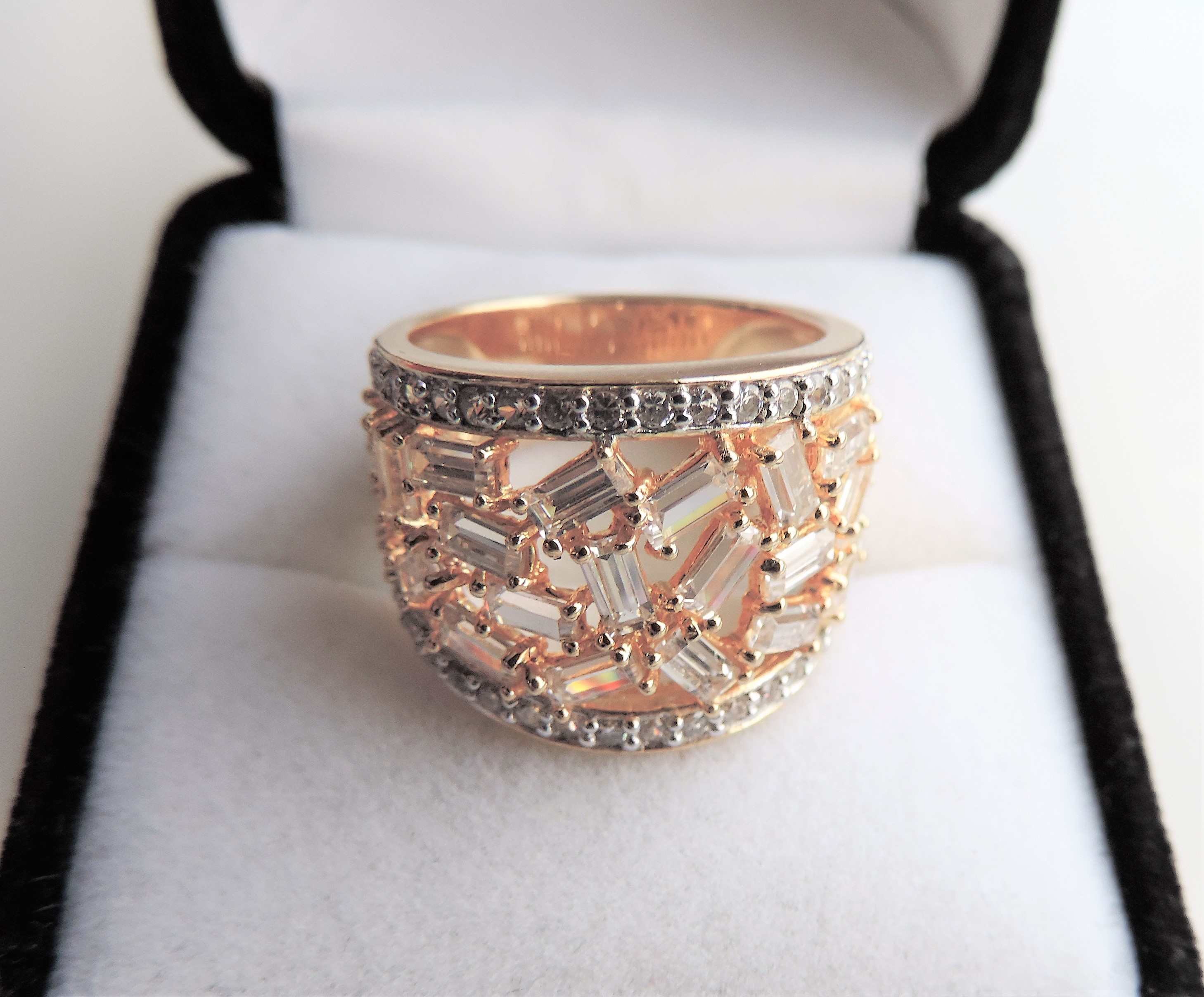 Gold on Sterling Silver Baguette Gemstone Ring - Image 3 of 6
