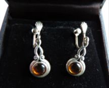 Vintage Sterling Silver Amber Earrings