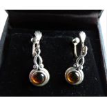 Vintage Sterling Silver Amber Earrings