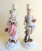 Pair Antique Sitzendorf Porcelain Candlesticks circa 1810