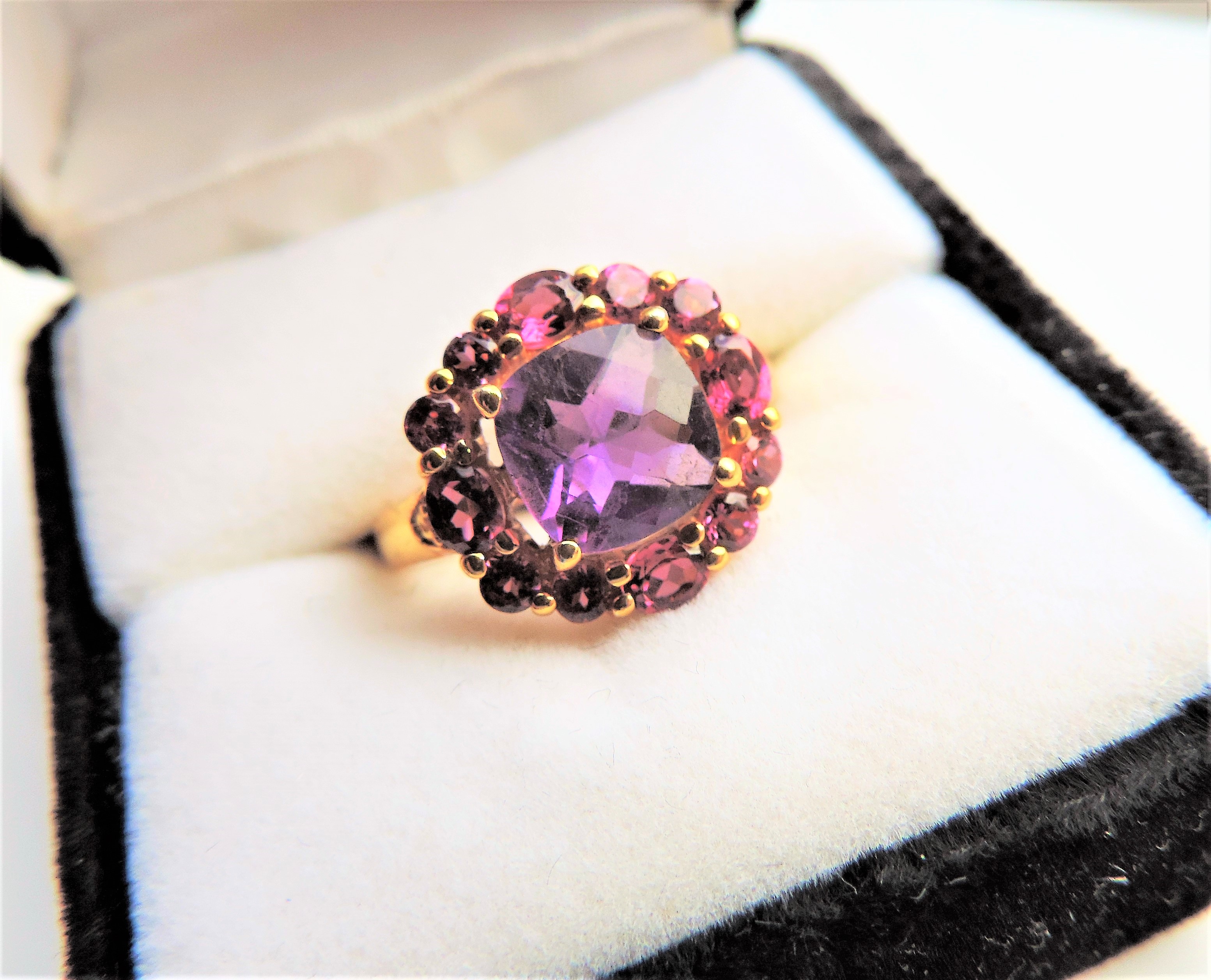 Gold on Sterling Silver 2ct Amethyst & Pink Tourmaline Ring - Image 2 of 4