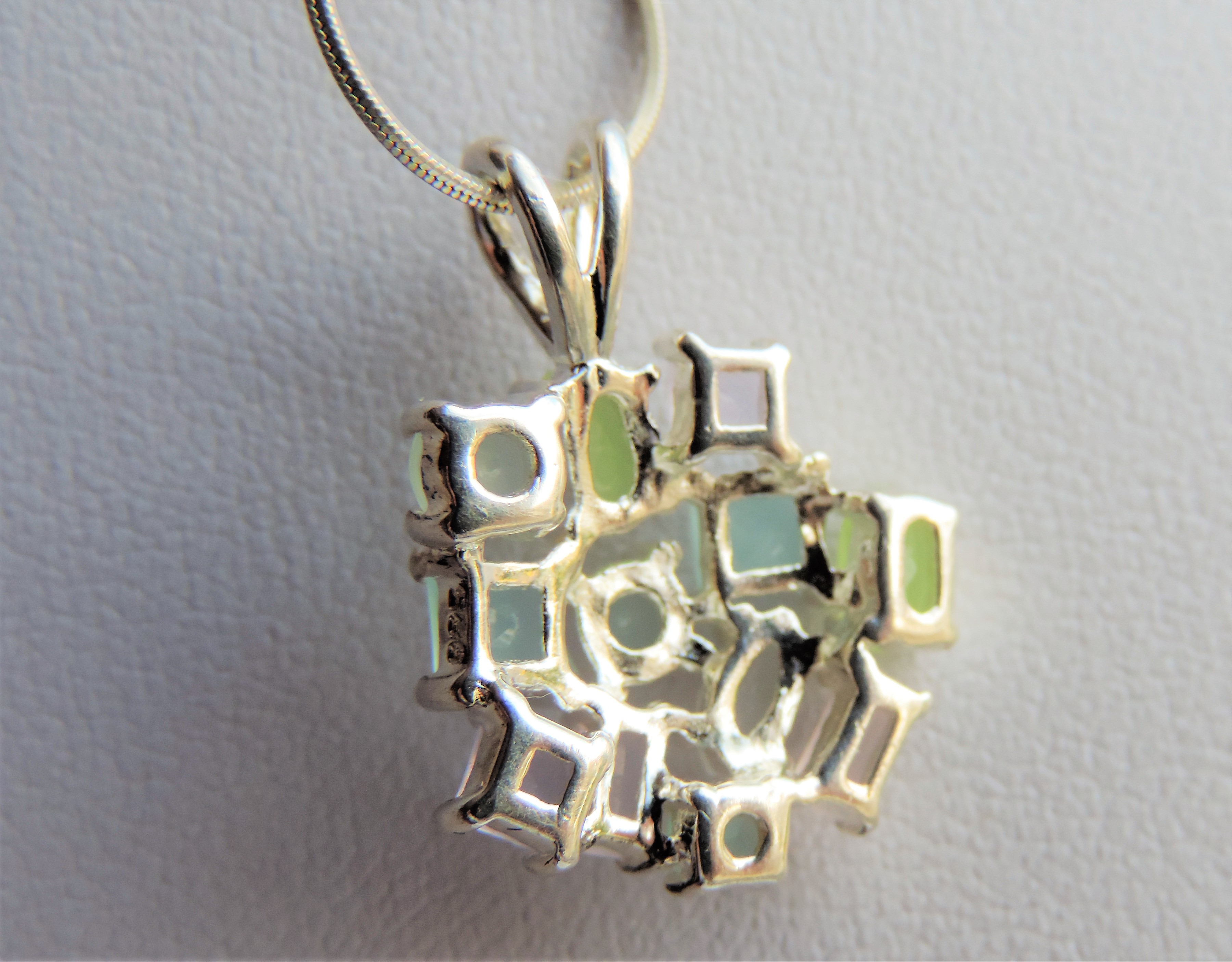 Sterling Silver Multi Gemstone Pendant Necklace - Image 3 of 3