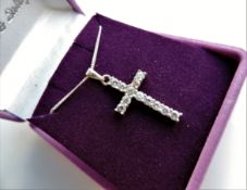 1.32 Carat White Topaz Pendant Cross in Sterling Silver